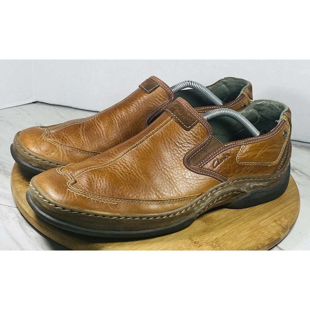 Clarks Loafer Brown Leather Slip On Comfort Dress Shoes Size 12M. 78691